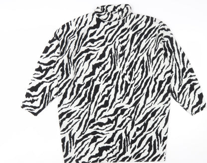 Motel Women’s Black White Zebra Print Roll Neck Knit Jumper XS