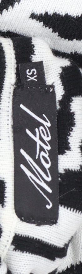 Motel Women’s Black White Zebra Print Roll Neck Knit Jumper XS