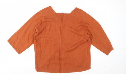 Jasper Conran Women’s Brown V-Neck 3/4 Sleeve Knit Jumper Size 12