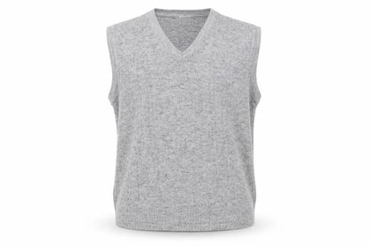 Greenwoods Mens Grey Knit V-Neck Sleeveless Vest L