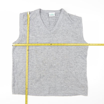 Greenwoods Mens Grey Knit V-Neck Sleeveless Vest L