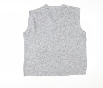 Greenwoods Mens Grey Knit V-Neck Sleeveless Vest L