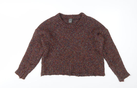 ICHI Women's Brown Chunky Knit Pullover Jumper Size S