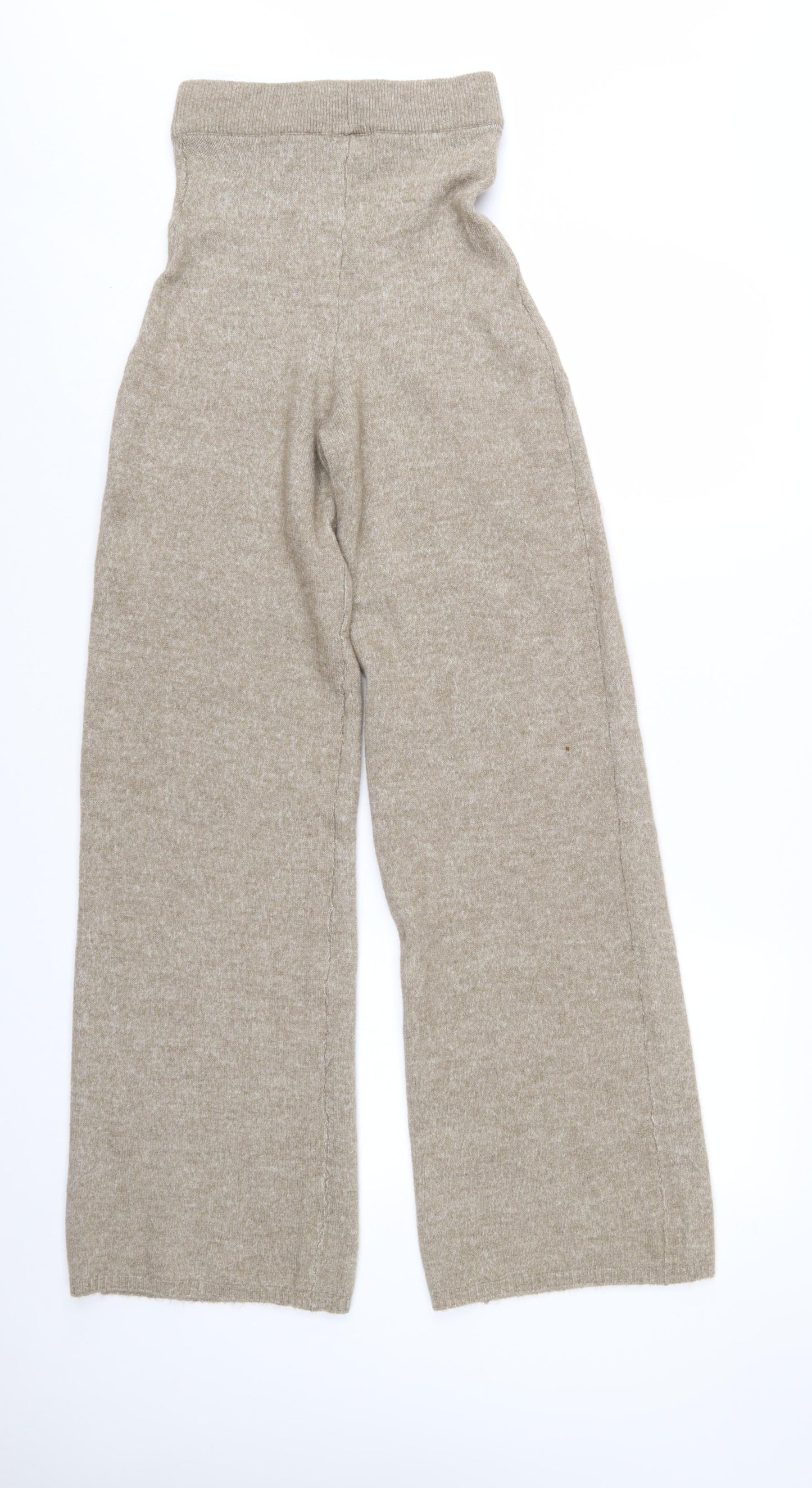 PrettyLittleThing Women’s Beige Knit Wide-Leg Trousers Size S