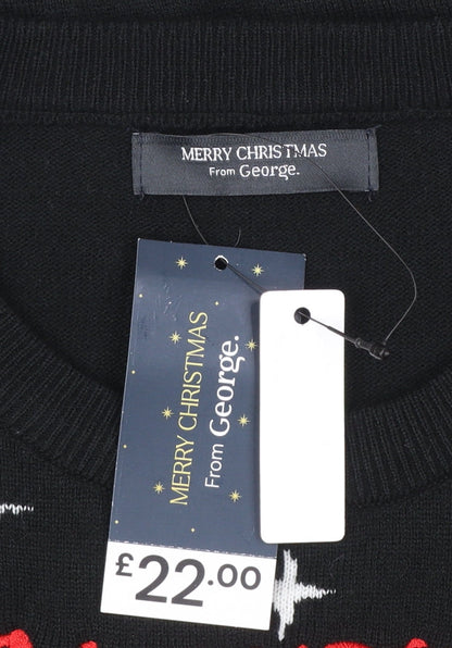 George Mens Black Medium Christmas Reindeer Novelty Jumper