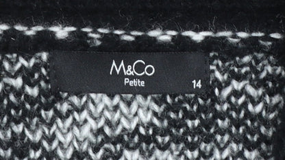 M&Co Women’s Petite Size 14 Black Ivory Knit Cardigan