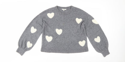Madewell Women's Grey Heart Pullover Wool Blend Jumper XS