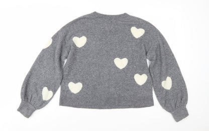 Madewell Women's Grey Heart Pullover Wool Blend Jumper XS