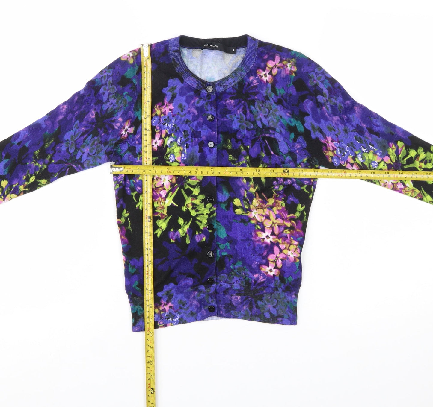 Karen Millen Women's Multicoloured Floral Cardigan Size 10
