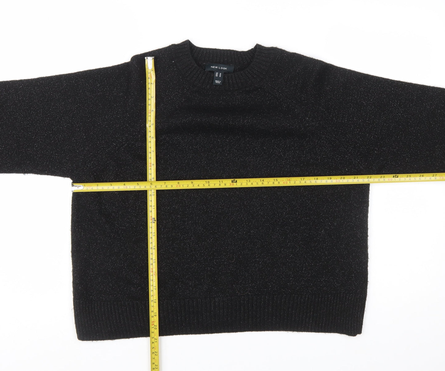 New Look Women’s Black Metallic Knit Pullover Jumper Size M