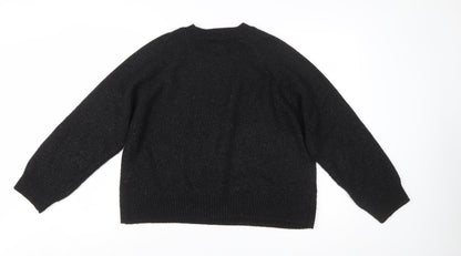 New Look Women’s Black Metallic Knit Pullover Jumper Size M