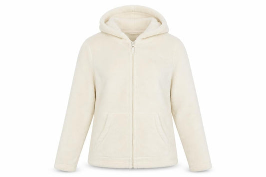 Mountain Warehouse Womens Ivory Fleece Hooded Jacket Size 10