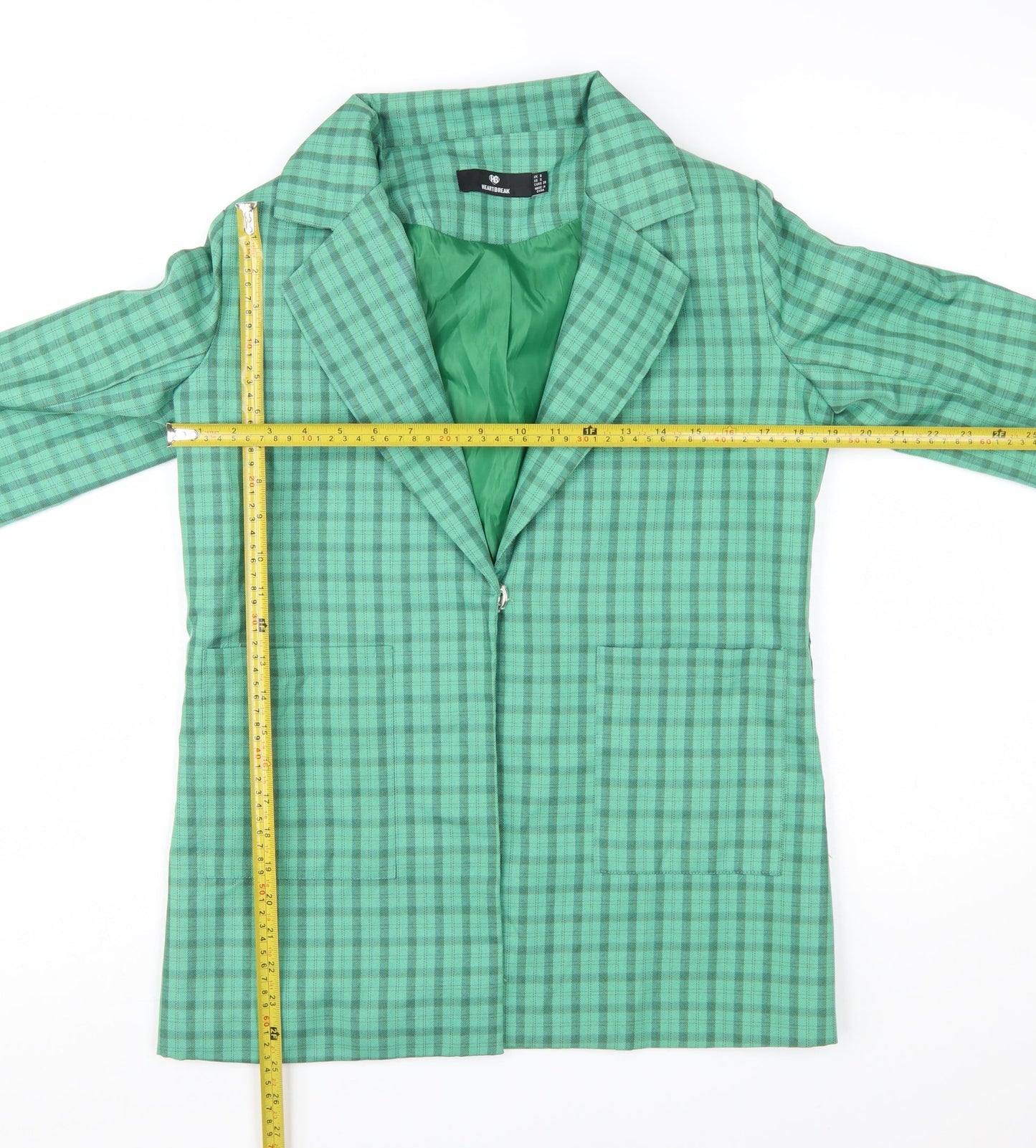 Heartbreak Women's Green Check Blazer Jacket Size 8 Tailored Fit