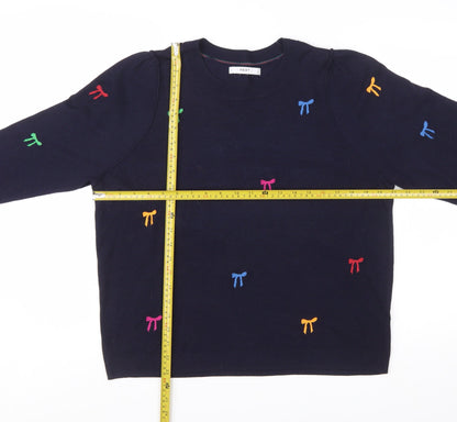 NEXT Women’s Blue Embroidered Bow Knit Jumper L