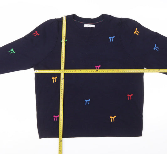 NEXT Women’s Blue Embroidered Bow Knit Jumper L