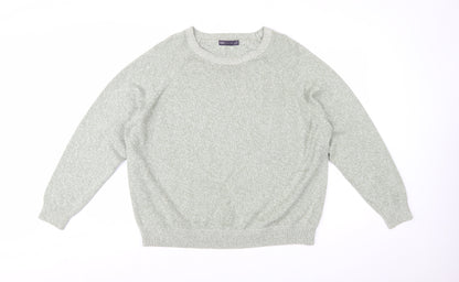 Marks and Spencer Women's Green Cotton Knit Jumper XL Crew Neck