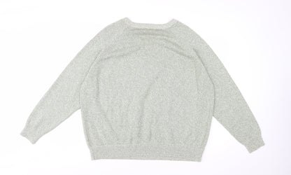 Marks and Spencer Women's Green Cotton Knit Jumper XL Crew Neck