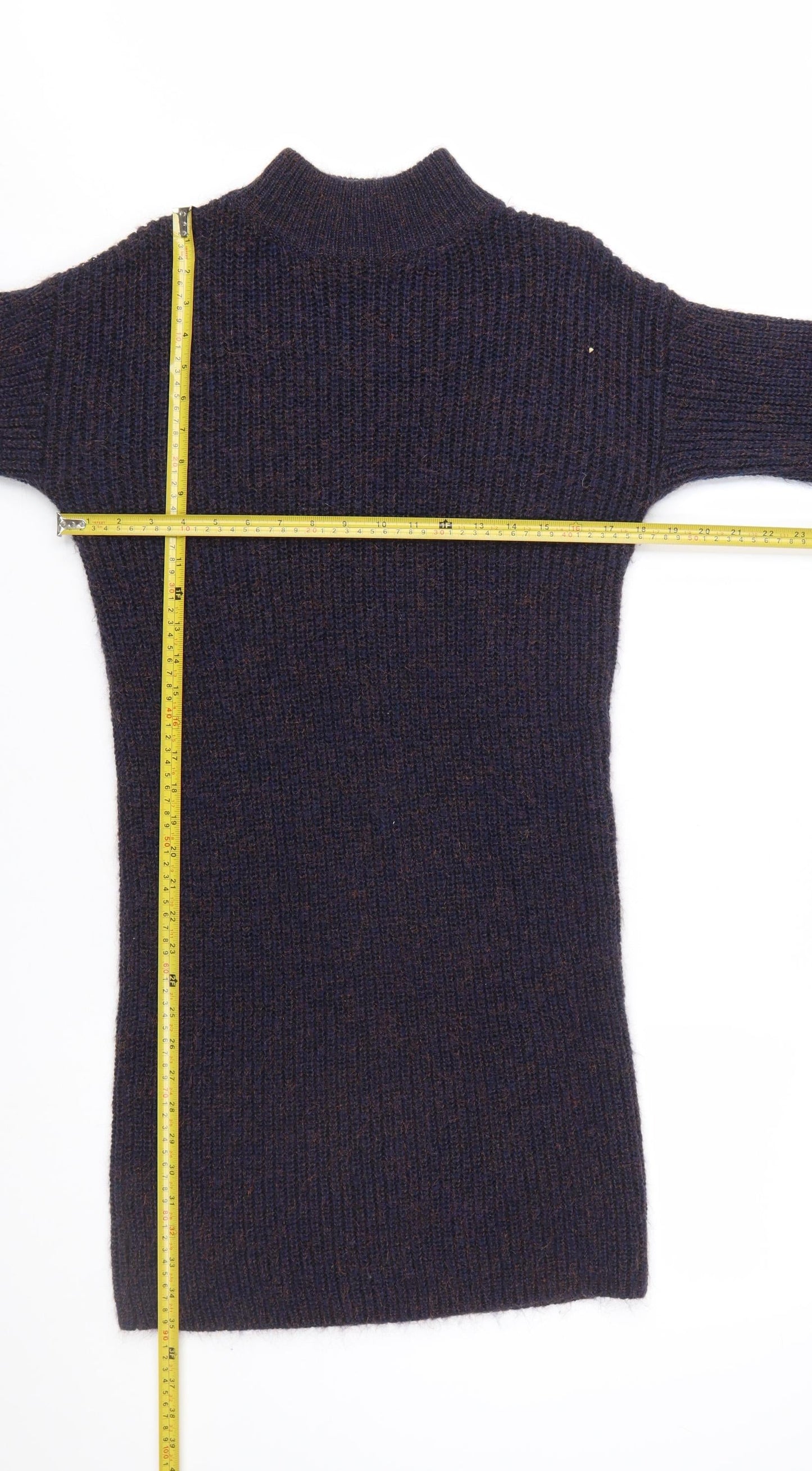 Next Women's Brown Knit Jumper Dress Size 10 Long Sleeve High Neck