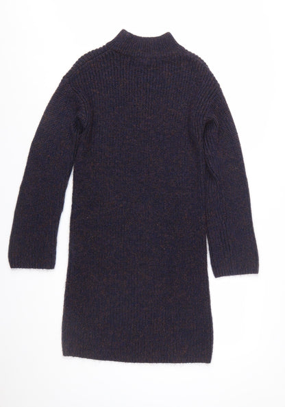 Next Women's Brown Knit Jumper Dress Size 10 Long Sleeve High Neck