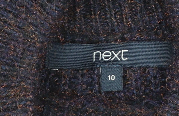 Next Women's Brown Knit Jumper Dress Size 10 Long Sleeve High Neck