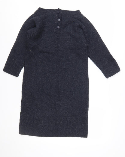 Monsoon Women’s Black Wool Blend Long Sleeve Jumper Dress Size S