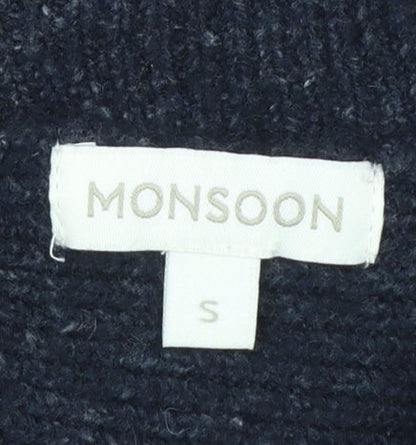 Monsoon Women’s Black Wool Blend Long Sleeve Jumper Dress Size S