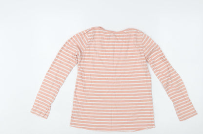 FatFace Girls Pink Striped Long Sleeve Cotton T-Shirt 10-11 Years