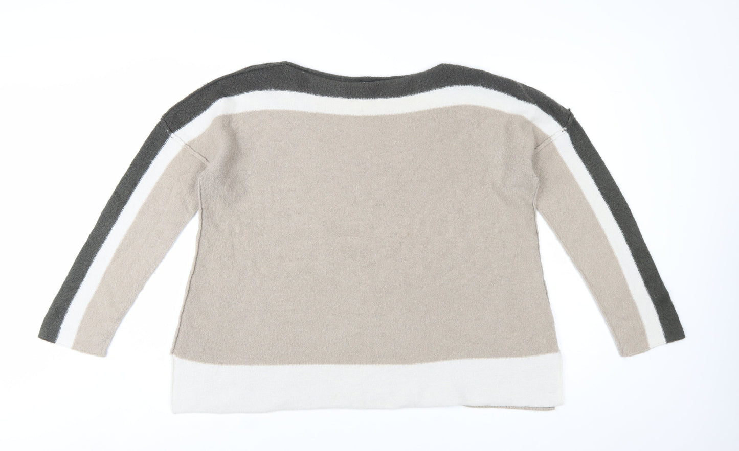 Roman Women Beige Crew Neck Long Sleeve Pullover Jumper Size 14
