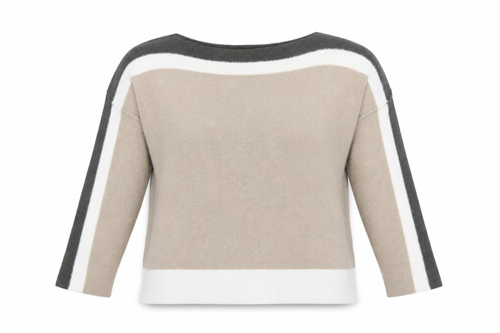 Roman Women Beige Crew Neck Long Sleeve Pullover Jumper Size 14