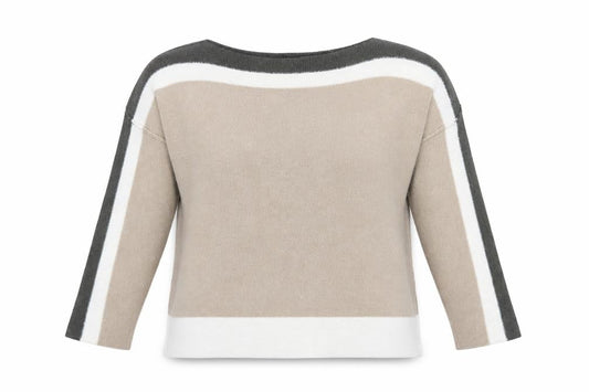 Roman Women Beige Crew Neck Long Sleeve Pullover Jumper Size 14