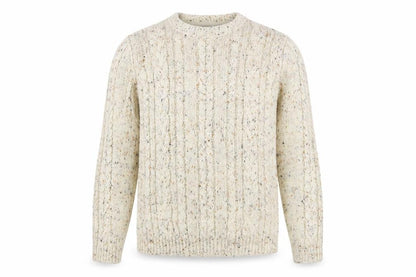 Burton Menswear Beige Cable-Knit Crew Neck Jumper Small Men's
