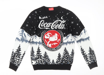 Coca-Cola Christmas Jumper Men's Black Small Pullover Crew Neck