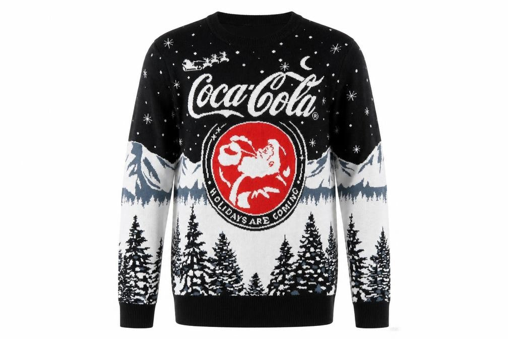Coca-Cola Christmas Jumper Men's Black Small Pullover Crew Neck