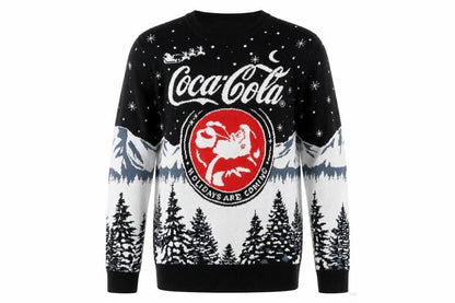 Coca-Cola Christmas Jumper Men's Black Small Pullover Crew Neck