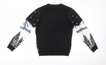 Coca-Cola Christmas Jumper Men's Black Small Pullover Crew Neck