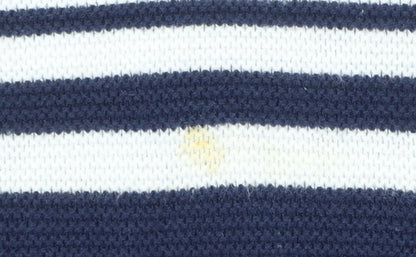 John Lewis Women Blue Striped Cotton Crew Neck Jumper Size 10