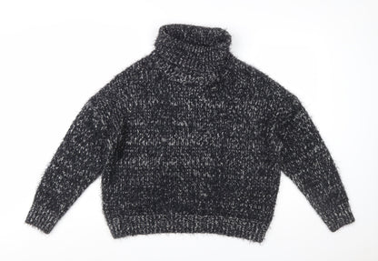 F&F Women's Black Roll Neck Chunky-Knit Jumper UK 10