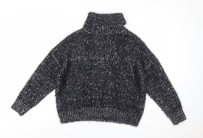 F&F Women's Black Roll Neck Chunky-Knit Jumper UK 10