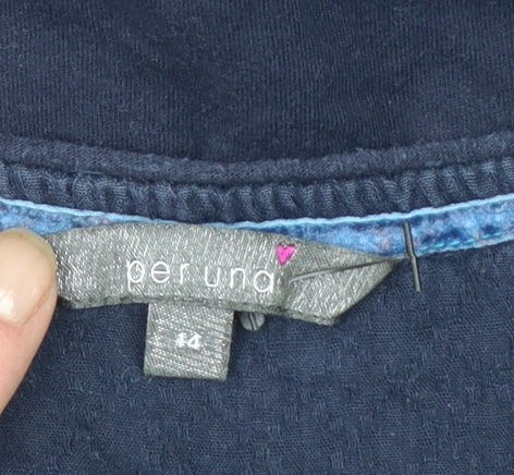 Marks and Spencer Per Una Women’s Blue Embroidered Cotton Tunic Blouse UK 14