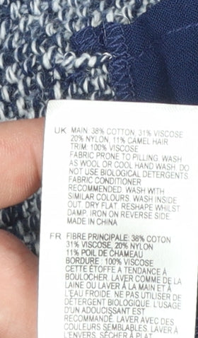 White Stuff Women’s Blue Embroidered Cardigan UK 12 Bohemian Knit