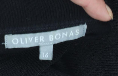Oliver Bonas Women’s Black Mock Neck Long Sleeve Pullover Jumper Size 16