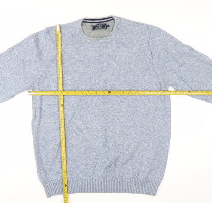 Maine New England Men's Blue Cotton Crew Neck Jumper Size M