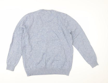 Maine New England Men's Blue Cotton Crew Neck Jumper Size M