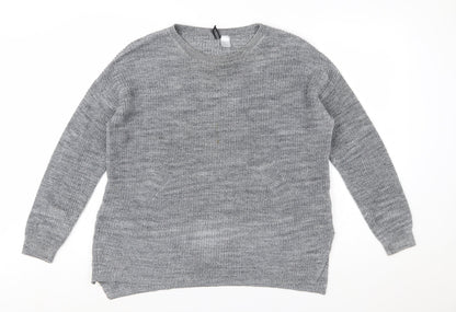 Divided Women’s Grey Crew Neck Knit Jumper Size 12 Long Sleeve Pullover
