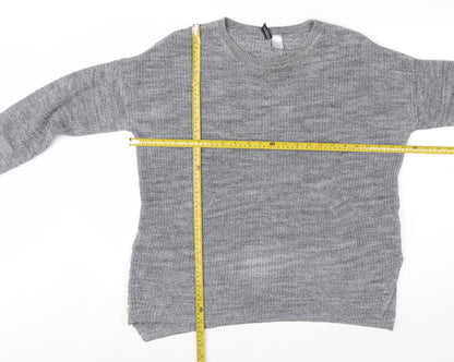 Divided Women’s Grey Crew Neck Knit Jumper Size 12 Long Sleeve Pullover