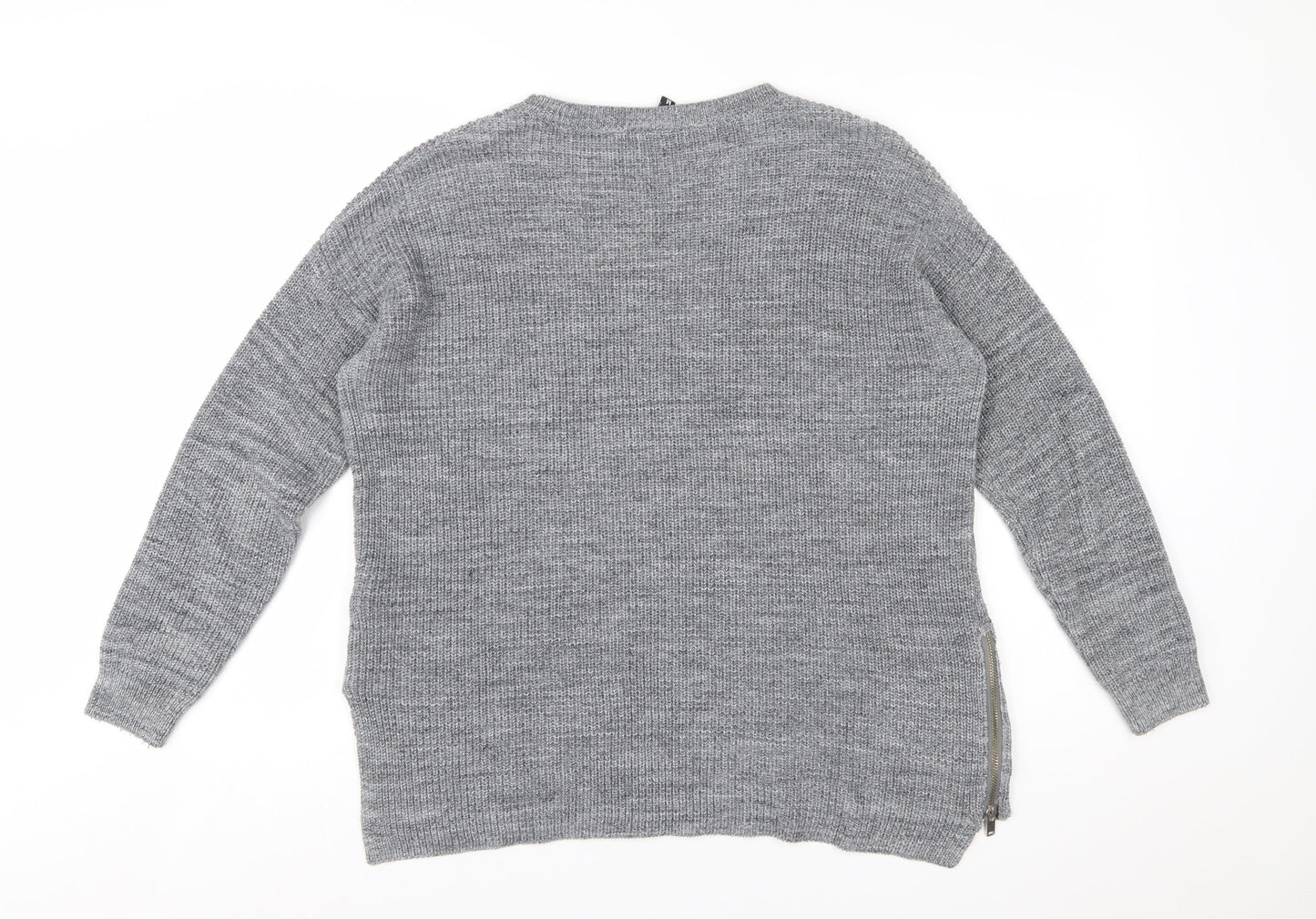 Divided Women’s Grey Crew Neck Knit Jumper Size 12 Long Sleeve Pullover