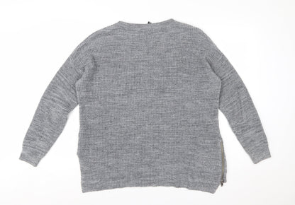 Divided Women’s Grey Crew Neck Knit Jumper Size 12 Long Sleeve Pullover