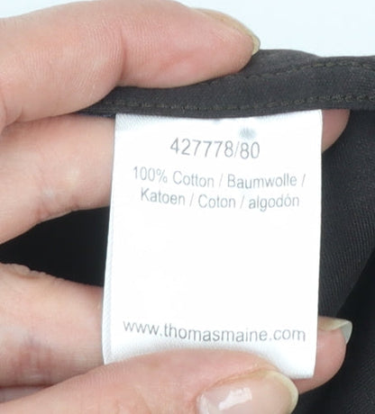 Thomas Maine Men's Black Slim Fit 15.75in Cotton Long Sleeve Button-Up Shirt