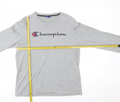 Champion Men's Grey Long Sleeve Crew Neck T-Shirt Size L