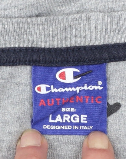 Champion Men's Grey Long Sleeve Crew Neck T-Shirt Size L